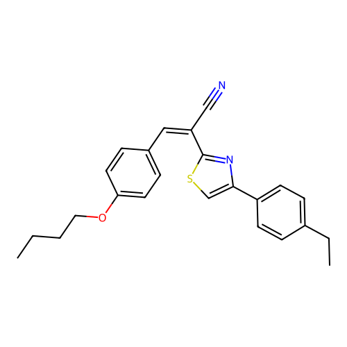 (Z)-3-(4-butoxyphenyl)-2-(4-(4-ethylphenyl)thiazol-2-yl)acrylonitrile structure