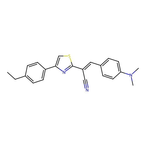 (2Z)-3-[4-(dimethylamino)phenyl]-2-[4-(4-ethylphenyl)-1,3-thiazol-2-yl]prop-2-enenitrile structure