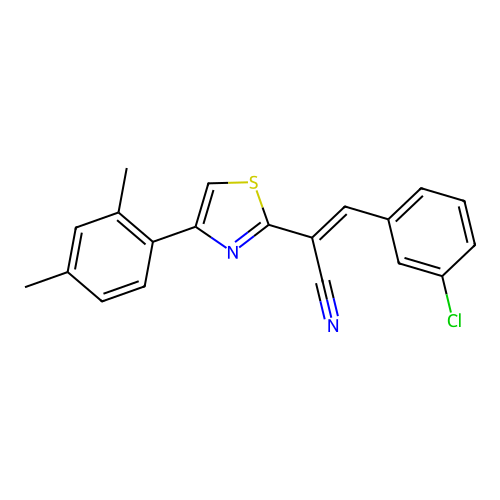 (E)-3-(3-chlorophenyl)-2-(4-(2,4-dimethylphenyl)thiazol-2-yl)acrylonitrile structure