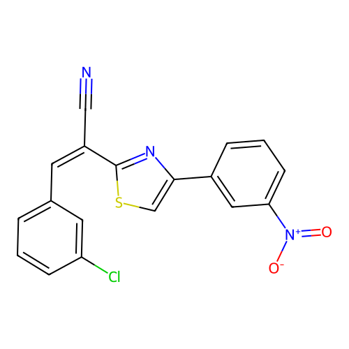 (Z)-3-(3-chlorophenyl)-2-(4-(3-nitrophenyl)thiazol-2-yl)acrylonitrile structure