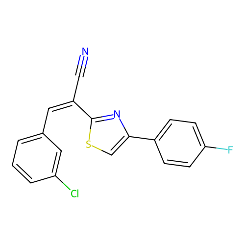 (Z)-3-(3-chlorophenyl)-2-(4-(4-fluorophenyl)thiazol-2-yl)acrylonitrile structure