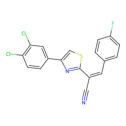 (Z)-2-(4-(3,4-dichlorophenyl)thiazol-2-yl)-3-(4-fluorophenyl)acrylonitrile structure
