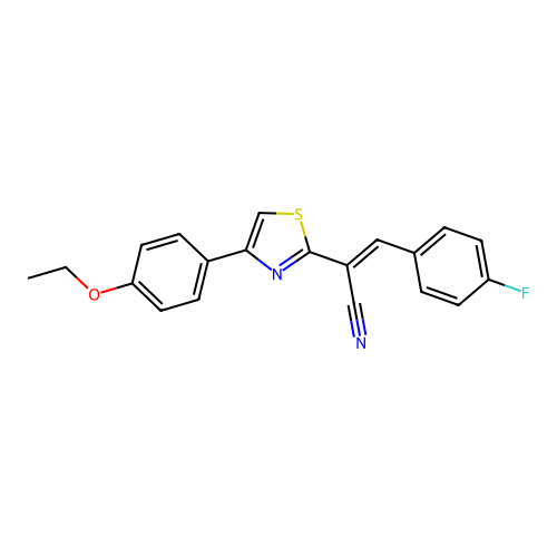 (2E)-2-[4-(4-ethoxyphenyl)-1,3-thiazol-2-yl]-3-(4-fluorophenyl)prop-2-enenitrile structure