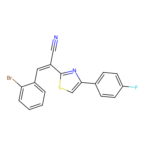 (Z)-3-(2-bromophenyl)-2-(4-(4-fluorophenyl)thiazol-2-yl)acrylonitrile structure