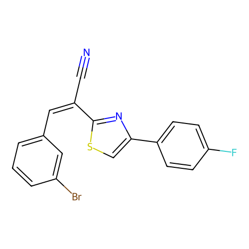 (Z)-3-(3-bromophenyl)-2-(4-(4-fluorophenyl)thiazol-2-yl)acrylonitrile structure