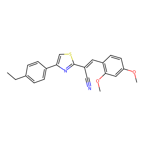 (2Z)-3-(2,4-dimethoxyphenyl)-2-[4-(4-ethylphenyl)-1,3-thiazol-2-yl]prop-2-enenitrile structure