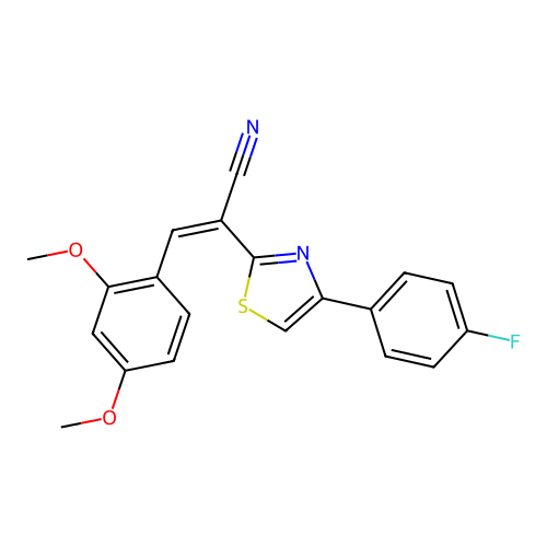 (Z)-3-(2,4-dimethoxyphenyl)-2-(4-(4-fluorophenyl)thiazol-2-yl)acrylonitrile structure