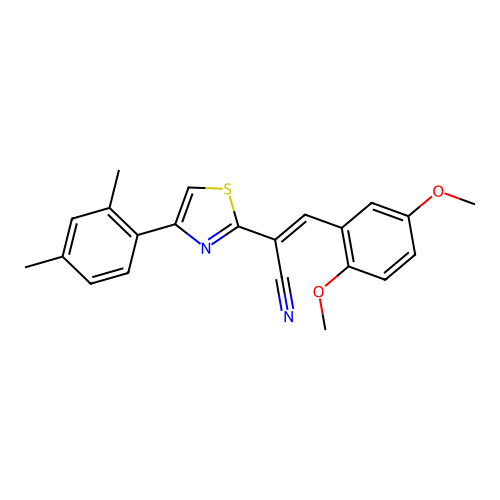 (2E)-3-(2,5-dimethoxyphenyl)-2-[4-(2,4-dimethylphenyl)-1,3-thiazol-2-yl]prop-2-enenitrile structure