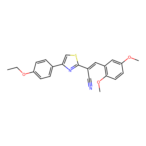 (2Z)-3-(2,5-dimethoxyphenyl)-2-[4-(4-ethoxyphenyl)-1,3-thiazol-2-yl]prop-2-enenitrile structure