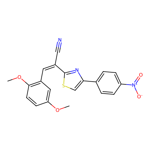 (Z)-3-(2,5-dimethoxyphenyl)-2-(4-(4-nitrophenyl)thiazol-2-yl)acrylonitrile structure