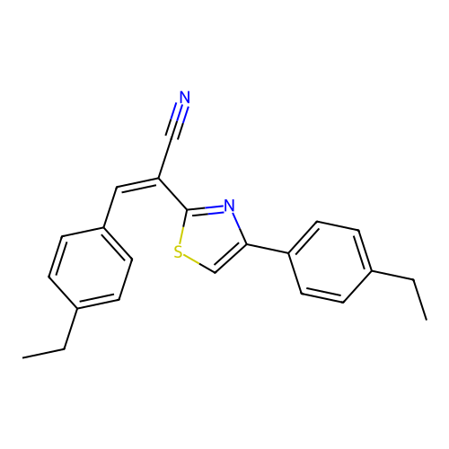 (Z)-3-(4-ethylphenyl)-2-(4-(4-ethylphenyl)thiazol-2-yl)acrylonitrile structure
