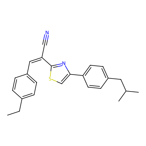 (Z)-3-(4-ethylphenyl)-2-(4-(4-isobutylphenyl)thiazol-2-yl)acrylonitrile structure