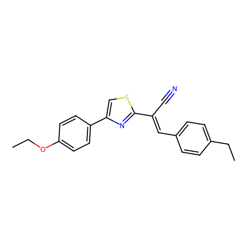 (2Z)-2-[4-(4-ethoxyphenyl)-1,3-thiazol-2-yl]-3-(4-ethylphenyl)prop-2-enenitrile structure