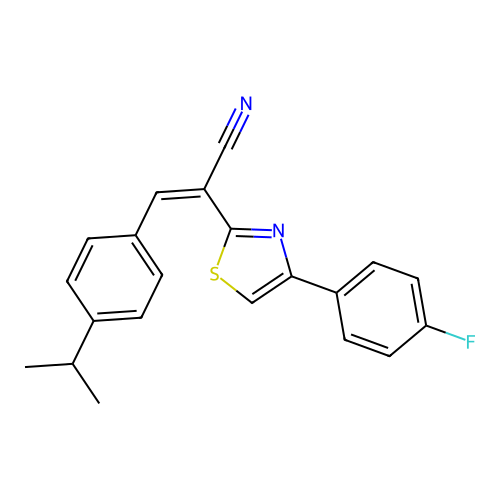 (Z)-2-(4-(4-fluorophenyl)thiazol-2-yl)-3-(4-isopropylphenyl)acrylonitrile structure