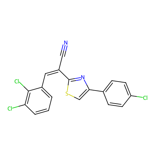 (Z)-2-(4-(4-chlorophenyl)thiazol-2-yl)-3-(2,3-dichlorophenyl)acrylonitrile structure