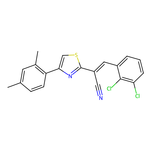 (2E)-3-(2,3-dichlorophenyl)-2-[4-(2,4-dimethylphenyl)-1,3-thiazol-2-yl]prop-2-enenitrile structure