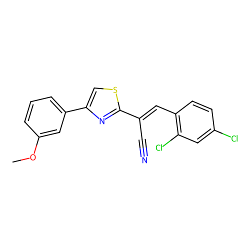 (2Z)-3-(2,4-dichlorophenyl)-2-[4-(3-methoxyphenyl)-1,3-thiazol-2-yl]prop-2-enenitrile structure