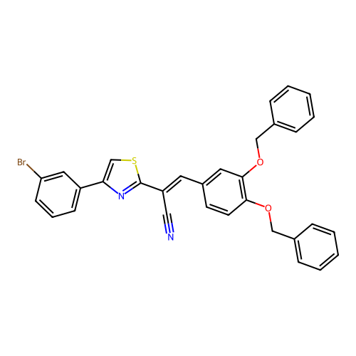 (E)-3-(3,4-bis(benzyloxy)phenyl)-2-(4-(3-bromophenyl)thiazol-2-yl)acrylonitrile structure