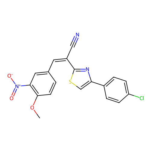 (Z)-2-(4-(4-chlorophenyl)thiazol-2-yl)-3-(4-methoxy-3-nitrophenyl)acrylonitrile structure