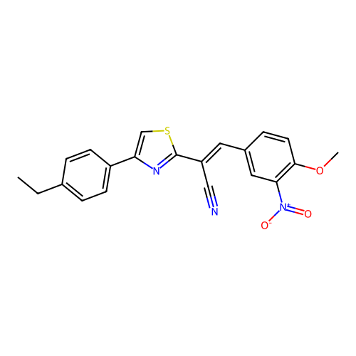 (2Z)-2-[4-(4-ethylphenyl)-1,3-thiazol-2-yl]-3-(4-methoxy-3-nitrophenyl)prop-2-enenitrile structure