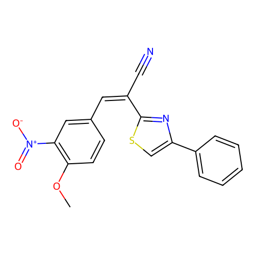 (Z)-3-(4-methoxy-3-nitrophenyl)-2-(4-phenylthiazol-2-yl)acrylonitrile structure