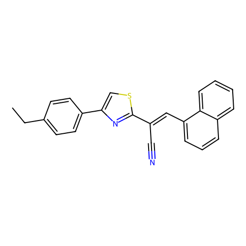 (E)-2-(4-(4-ethylphenyl)thiazol-2-yl)-3-(naphthalen-1-yl)acrylonitrile structure
