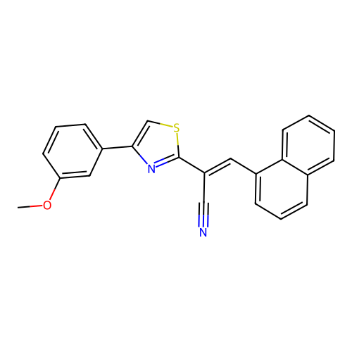 (2E)-2-[4-(3-methoxyphenyl)-1,3-thiazol-2-yl]-3-(naphthalen-1-yl)prop-2-enenitrile structure