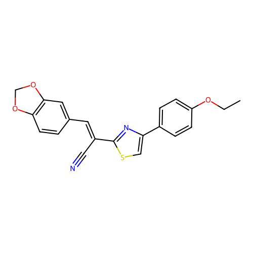 (2Z)-3-(2H-1,3-benzodioxol-5-yl)-2-[4-(4-ethoxyphenyl)-1,3-thiazol-2-yl]prop-2-enenitrile structure