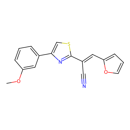 3-(Furan-2-yl)-2-(4-(3-methoxyphenyl)thiazol-2-yl)acrylonitrile structure