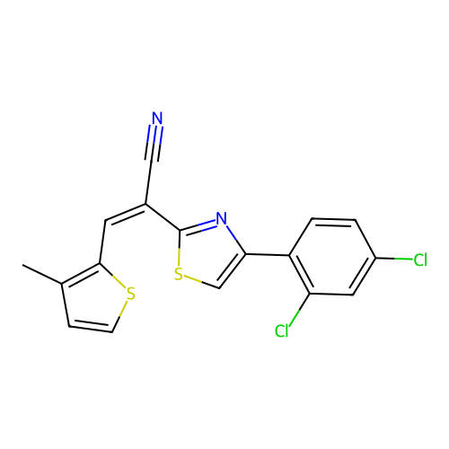 (2Z)-2-[4-(2,4-dichlorophenyl)-1,3-thiazol-2-yl]-3-(3-methylthiophen-2-yl)prop-2-enenitrile structure