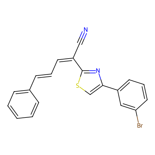 (2Z,4E)-2-[4-(3-bromophenyl)-1,3-thiazol-2-yl]-5-phenylpenta-2,4-dienenitrile structure