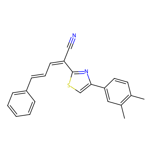 (2Z,4E)-2-[4-(3,4-dimethylphenyl)-1,3-thiazol-2-yl]-5-phenylpenta-2,4-dienenitrile structure