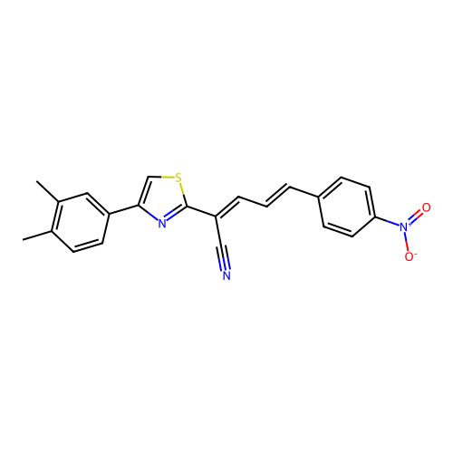 (2E,4E)-2-[4-(3,4-dimethylphenyl)-1,3-thiazol-2-yl]-5-(4-nitrophenyl)penta-2,4-dienenitrile structure