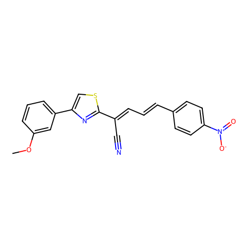 (2E,4E)-2-[4-(3-methoxyphenyl)-1,3-thiazol-2-yl]-5-(4-nitrophenyl)penta-2,4-dienenitrile structure