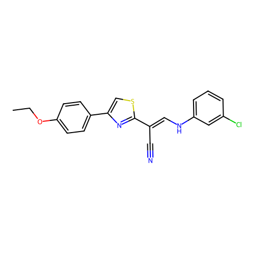 (2Z)-3-[(3-chlorophenyl)amino]-2-[4-(4-ethoxyphenyl)-1,3-thiazol-2-yl]prop-2-enenitrile structure