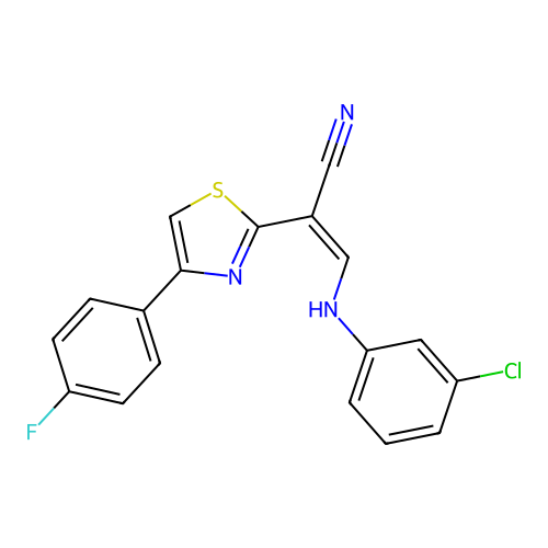 (Z)-3-((3-chlorophenyl)amino)-2-(4-(4-fluorophenyl)thiazol-2-yl)acrylonitrile structure