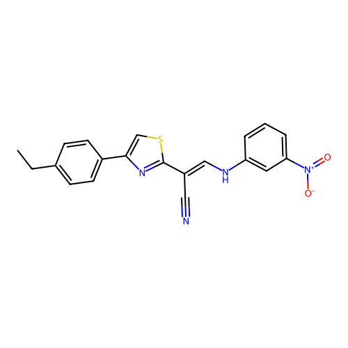 (2E)-2-[4-(4-ethylphenyl)-1,3-thiazol-2-yl]-3-[(3-nitrophenyl)amino]prop-2-enenitrile structure
