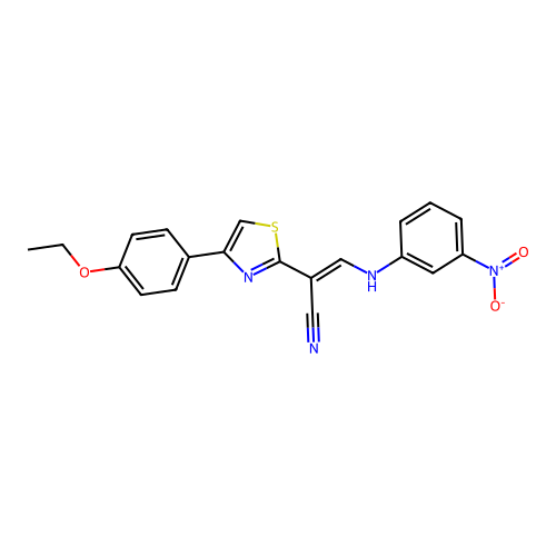 (2E)-2-[4-(4-ethoxyphenyl)-1,3-thiazol-2-yl]-3-[(3-nitrophenyl)amino]prop-2-enenitrile structure