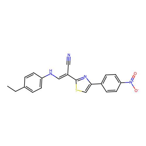 (2E)-3-[(4-ethylphenyl)amino]-2-[4-(4-nitrophenyl)-1,3-thiazol-2-yl]prop-2-enenitrile structure