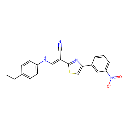 (2E)-3-[(4-ethylphenyl)amino]-2-[4-(3-nitrophenyl)-1,3-thiazol-2-yl]prop-2-enenitrile structure