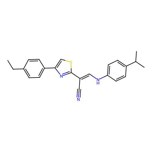 (2Z)-2-[4-(4-ethylphenyl)-1,3-thiazol-2-yl]-3-{[4-(propan-2-yl)phenyl]amino}prop-2-enenitrile structure