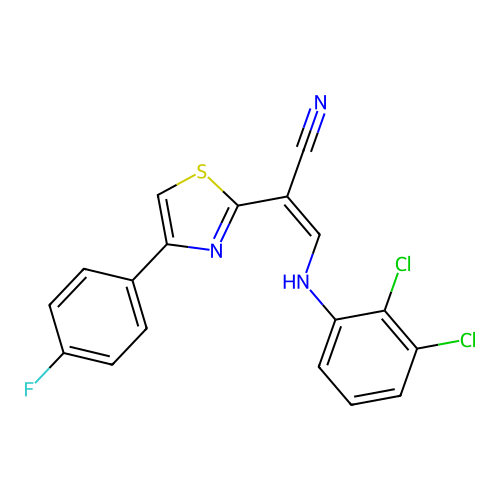 (Z)-3-((2,3-dichlorophenyl)amino)-2-(4-(4-fluorophenyl)thiazol-2-yl)acrylonitrile structure