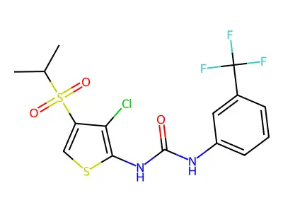 1-(3-chloro-4-propan-2-ylsulfonylthiophen-2-yl)-3-[3-(trifluoromethyl)phenyl]urea structure