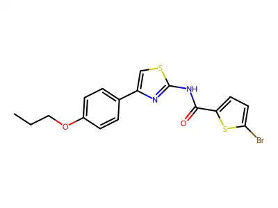 5-bromo-N-[4-(4-propoxyphenyl)-1,3-thiazol-2-yl]thiophene-2-carboxamide structure