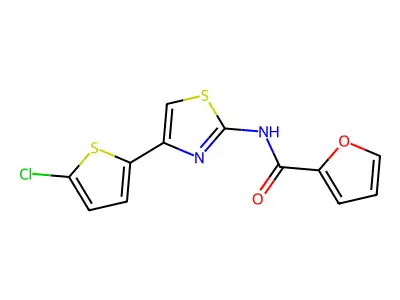 N-[4-(5-chlorothiophen-2-yl)-1,3-thiazol-2-yl]furan-2-carboxamide structure