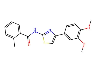 N-[4-(3,4-dimethoxyphenyl)-1,3-thiazol-2-yl]-2-methylbenzamide structure
