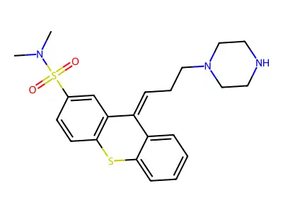 N,N-dimethyl-9-[3-(1-piperazinyl)propylidene]-2-thioxanthenesulfonamide structure