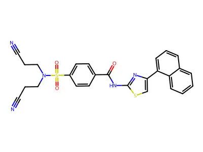 4-[bis(2-cyanoethyl)sulfamoyl]-N-(4-naphthalen-1-yl-1,3-thiazol-2-yl)benzamide structure