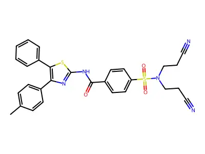 4-[bis(2-cyanoethyl)sulfamoyl]-N-[4-(4-methylphenyl)-5-phenyl-1,3-thiazol-2-yl]benzamide structure