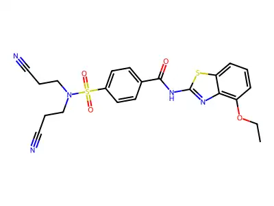 4-[bis(2-cyanoethyl)sulfamoyl]-N-(4-ethoxy-1,3-benzothiazol-2-yl)benzamide structure
